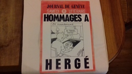 HOMMAGES A HERGE Affichette Journal De Genève Samedi Littéraire (verscp) - Plakate & Offsets