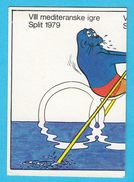 ROWING - Mediterranean Games 1979 ( Mascot Mediter. Monk Seal ) MINT STICKER * Aviron Rudern Ruder Jeux Mediterraneens - Sports