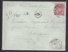 FR - Timbre Sage 50 Ct Sur Enveloppe Chargé, Valeur Déclarée, Grille De Chargement, De Paris Pour Bordeaux - B/TB - - 1877-1920: Halbmoderne