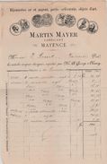 Facture 1899 / Martin MAYER / Fabricant Bijouterie / Or Argent / Objets D'Art / Mayence Allemagne - Autres & Non Classés