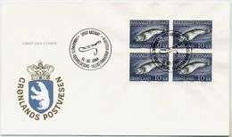 GREENLAND 1984 Wolf-fish 10 Kr. Definitive Block Of 4 On FDC.  Michel 154 - FDC