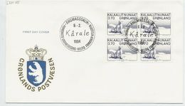 GREENLAND 1984 Art Karale Andreassen Block Of 4 On FDC.  Michel 147 - FDC