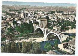 CPSM COLORISEE EN AVION AU DESSUS DE... RABASTENS, VUE AERIENNE SUR LE CARMEL NOTRE DAME DU BOURG, ST PIERRE DES BLANCS - Rabastens