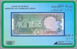 KW.- STATE OF KUWAIT MINISTRY OF COMMUNICATIONS. FIVE DINARS. 2 Scans. - Koeweit