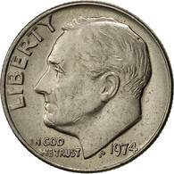 Monnaie, États-Unis, Roosevelt Dime, Dime, 1974, U.S. Mint, Philadelphie, TTB+ - 1946-...: Roosevelt