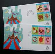 Netherlands Holland Circus 2011 Clown Lion Elephant Horse (FDC Pair) - Lettres & Documents