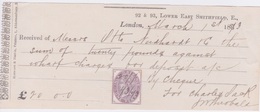 Traite - Quittances, Grande Bretagne Inland Revenue 1873 - Timbres Fiscal Postal - United Kingdom