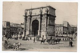 MARSEILLE--1906--La Porte D'Aix (très Animée, Attelages,arc De Triomphe)--tp-cachets Marseille Et Amélie Les Bains-66 - Canebière, Centro Città