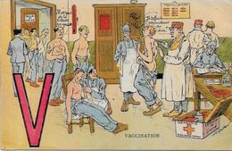 CPA Alphaber Le V Militaire Militaria Vaccination écrite - Cartoline Con Meccanismi