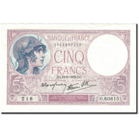 Billet, France, 5 Francs, 5 F 1917-1940 ''Violet'', 1939, 1939-08-10, SUP+ - 5 F 1917-1940 ''Violet''