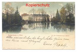 Rothenburg A. Oder 1905, An Der Rothenburger Mühle, Bahnpost-Stempel Cottbus - Bentschen Zug 740 - Neumark