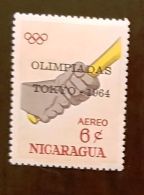 NICARAGUA Baseball, Base Ball,  1 Valeur Emise En 1964 * MLH (jeux Olympique Tokyo) SURCHARGE OLYMPIADAS TOKYO 1964 - Honkbal