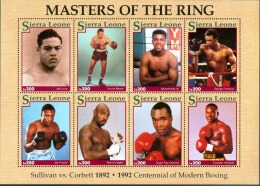 SIERRA LEONE BOXE Feuillet De 8 Valeurs (Masters Of The Ring) émis En 1992 (2) ** MNH - Boksen