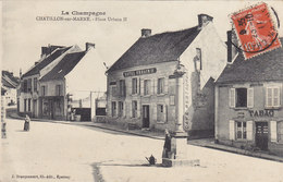 CHATILLON SUR MARNE PLACE URBAIN II Circulée Timbrée 1911 ( Hôtel Tabac ) - Châtillon-sur-Marne