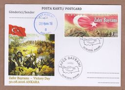 AC - TURKEY POSTAL STATIONARY -  VICTORY DAY ANKARA, 30 AUGUST 2016 - Ganzsachen