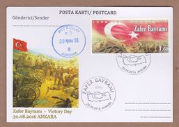 AC - TURKEY POSTAL STATIONARY -  VICTORY DAY ANKARA, 30 AUGUST 2016 - Ganzsachen