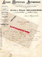 59- LILLE-62- ARRAS- RARE LETTRE MANUSCRITE SIGNEE JULIEN & DESIRE DELANSORNE-CYCLES MOTOCYCLES-VELO MOTO CLEMENT-HUMBER - Auto's