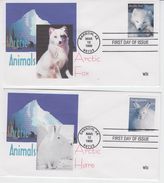 USA 1999 ARCTIC ANIMALS FOX HARE WOLF BEAR OWL 5 FDC - Arctic Wildlife
