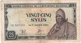 25 SYLIS/Banque Centrale De La République De GUINEE//1960 -1971                                             BILL170 - Guinée