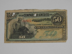 50 Cincuenta Centavos - El Banco De La Compania De Crédito De PUERTO PLATA   **** EN ACHAT IMMEDIAT **** - República Dominicana