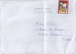 = Enveloppe Adressée Au Père Noël 2017 A Circulé Timbré Avec Vignette En Relief - Cartas & Documentos