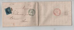 TP 2 Epaulette S/LAC C.Bruxelles 31/8/1850 Obl.à +Barres 24 V.Anvers C.d'arrivée Facture De Behr Fabricants De Céruse - Postmarks - Lines: Perceptions