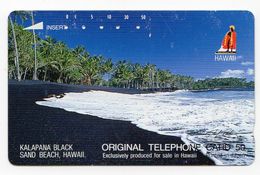 HAWAII TELECARTE Japon KALAPANA BLACK SAND BEACH PALMIER - Hawaii