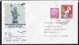 PRIMO VOLO - LUFTHANSA - MONACO MILANO - 01.04.1959 - Airmail