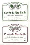 2 Etiquettes Vin De Table Chevallier S.A à Rablay - Cuvée Du Père Emile, Rouge Et Blanc - - Vino Tinto