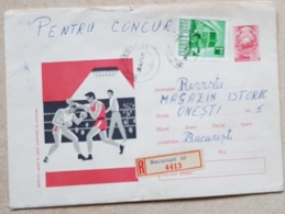 ROUMANIE Boxe, Entier Postal Illustré (postal Stationary) Ayant Circulé En Recommandé. 1968 - Boxing