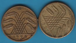 DEUTSCHES REICH LOT 10 RENTEN + REICHSPFENNIG 1924 A - 10 Rentenpfennig & 10 Reichspfennig