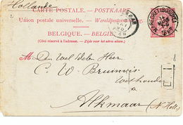 821/25 - Entier Postal Type TP 46 MAREDRET SOSOYE 1895 Vers ALKMAAR NL - Signé Don Willibrord Van Heteren à MAREDSOUS - Cartes Postales 1871-1909