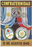 83811 PARAGUAY ARGENTINA CONFRATERNIDAD FLAG & HERALDRY AÑO 1945 NO POSTAL POSTCARD - Paraguay