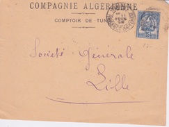 ALGERIE - 1899 - Fragment ENVELOPPE  AVEC ENTETE - COMPAGNIE ALGÉRIENNE - COMPTOIR DE TUNIS - Lettres & Documents
