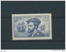 -N°297 Jacques Cartier 1f50 Bleu - France - Neuf** - Unused Stamps