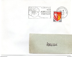 AUBE - Dépt N° 10 = ROMILLY S/ SEINE 1966 = FLAMME Codée =  SECAP Multiple ' PENSEZ + CODIFIEZ' = Pensée N° 1 - Código Postal