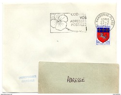 Delcampe - AUDE - Dépt N° 11 = NARBONNE PLAGE 1967 = FLAMME Codée =  SECAP Multiple ' PENSEZ + CODIFIEZ' = Pensée N° 1 - Code Postal