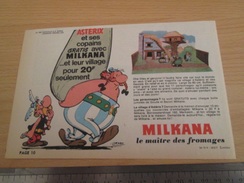 Page De Revue Des Années 60/70 : PUBLICITE VILLAGE D'ASTERIX DECOUPIS FROMAGE MILKANA Format : Voir Règle Sur La Photo - Chromo's