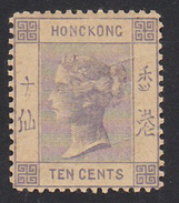 HONG-KONG-QUEEN-VICTORIA-1880-10-CENT-FILIGREE-CC-COTE MICHEL-900-EURO-SEE-SCAN - Unused Stamps