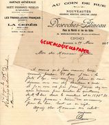 41- BRACIEUX-RARE LETTRE MANUSCRITE SIGNEE DESROCHES BLINEAU- ASSURANCES MUTUELLES-AU COIN DE RUE ROUENNERIE -RUE HALLES - Bank & Versicherung