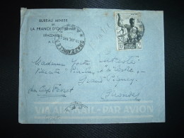 LETTRE TP AEF 10F OBL. 18 JUIL 1951 BRAZZAVILLE R.P. A.E.F. + BUREAU MINIER DE LA FRANCE D'OUTREMER - Lettres & Documents