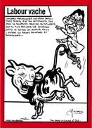 CPM Jihel Tirage Signé 30 Exemplaires Numérotés Signés Vache Qui Rit D'après RABIER Tony BLAIR Satirique Caricature - Stripverhalen