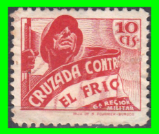 ESPAÑA SELLO CRUZADA CONTRA EL FRIO 10 CTS SOLDADO 6 REGION MILITAR   ROJO - Military Service Stamp
