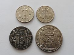 Lot Répliques 5 & 10 Francs 1941 1943 Pétain Essai Copie - K. 10 Francs