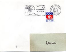 DOUBS - Dépt N° 25 = AUDINCOURT 1966 = FLAMME NON Codée =  SECAP Multiple ' PENSEZ + CODIFIEZ' = Pensée N° 1 - Código Postal