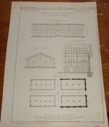 Plan D'une Grange Ventilée Du Hanovre. 1856. - Travaux Publics