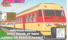 CARTE+PUCE-MAROC-AFRIC PHONE-ONCF-GEM-200 U-TRAIN-UTILISE-TBE - Maroc