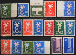 EUROPA ANNEE COMPLETE 1958 - 18 VALEURS TIMBRES NEUFS**qualité Irréprochable - Superbe - Full Years