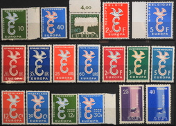 EUROPA ANNEE COMPLETE 1958 - 18 VALEURS TIMBRES NEUFS**qualité Irréprochable - Superbe - Années Complètes