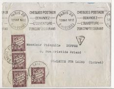 Lettre De Paris à Chalette Sur Loing (1941) Non Affranchie Et Taxée à 2 Frs - 1859-1959 Covers & Documents